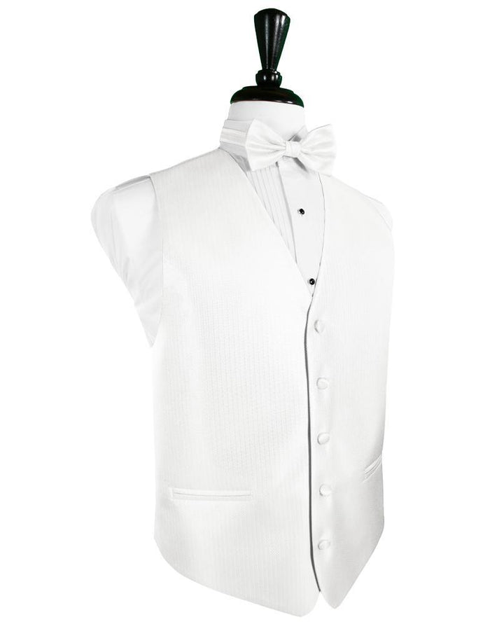 Diamond White Herringbone Tuxedo Vest Cardi
