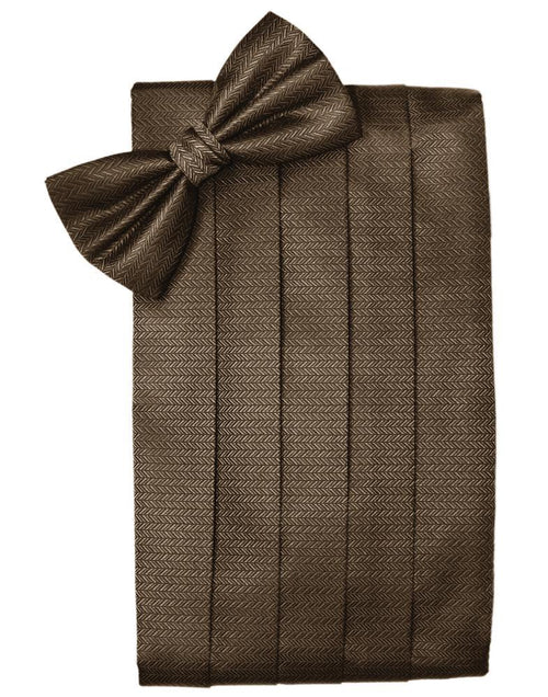 Espresso Herringbone Cummerbund Cardi