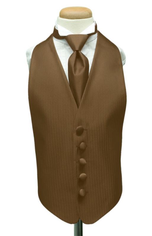 Espresso Herringbone Kids Tuxedo Vest by Cardi