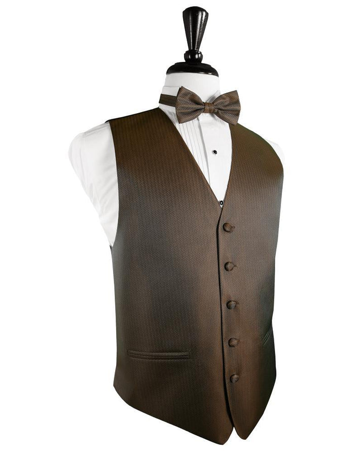 Espresso Herringbone Tuxedo Vest by Cardi