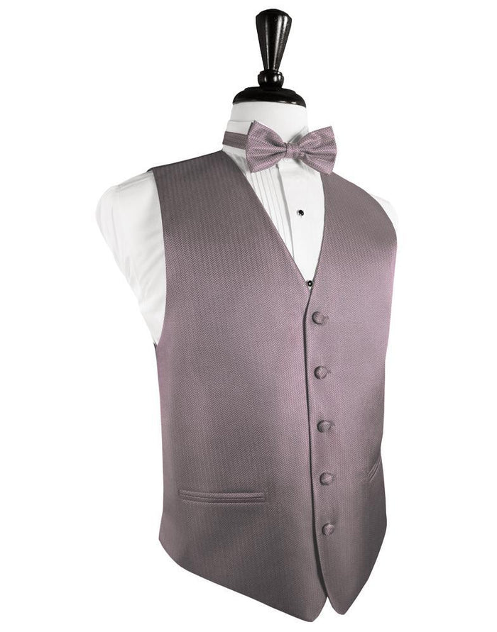 Frosty Pink Herringbone Tuxedo Vest by Cardi