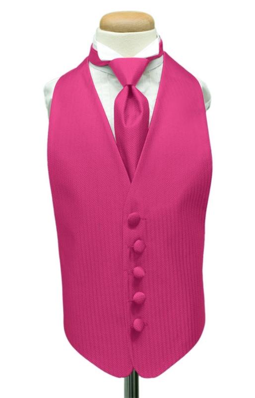 Fuchsia Herringbone Kids Tuxedo Vest Cardi