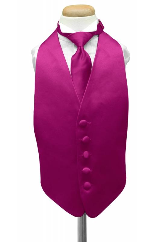 Fuchsia Luxury Satin Kids Tuxedo Vest by Cardi