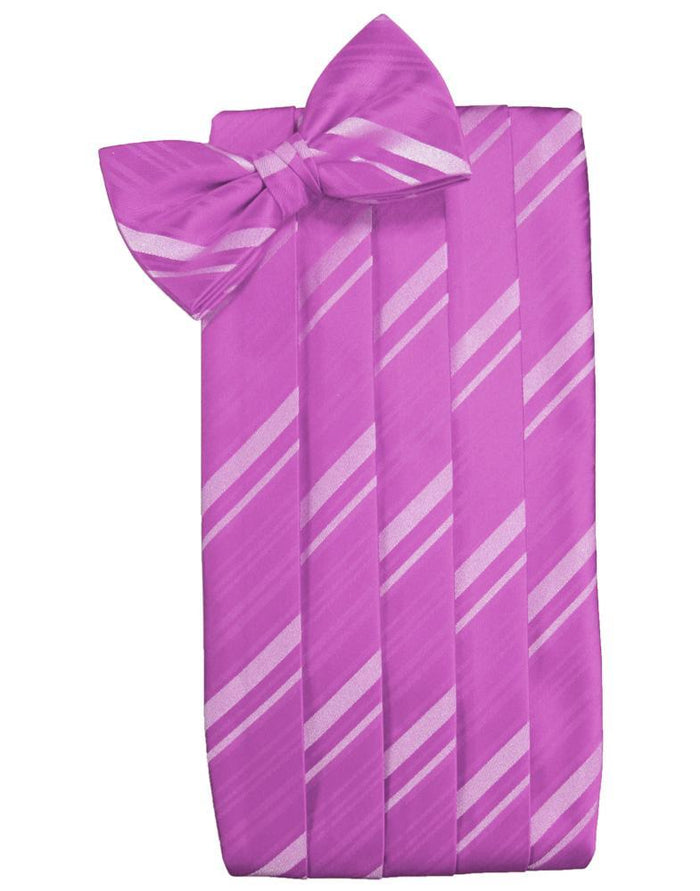 Fuchsia Striped Satin Cummerbund Cardi