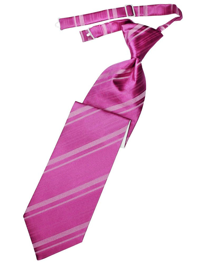 Fuchsia Striped Satin Kids Necktie by Cardi
