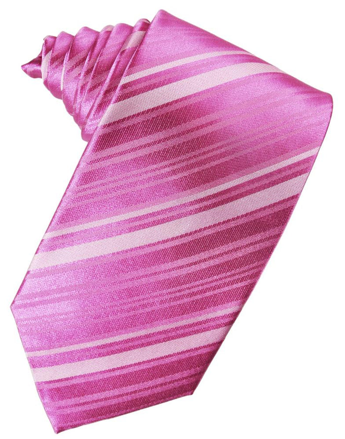 Fuchsia Striped Silk Necktie by Cardi