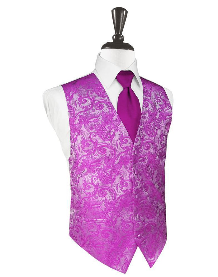 Fuchsia Tapestry Tuxedo Vest by Cardi