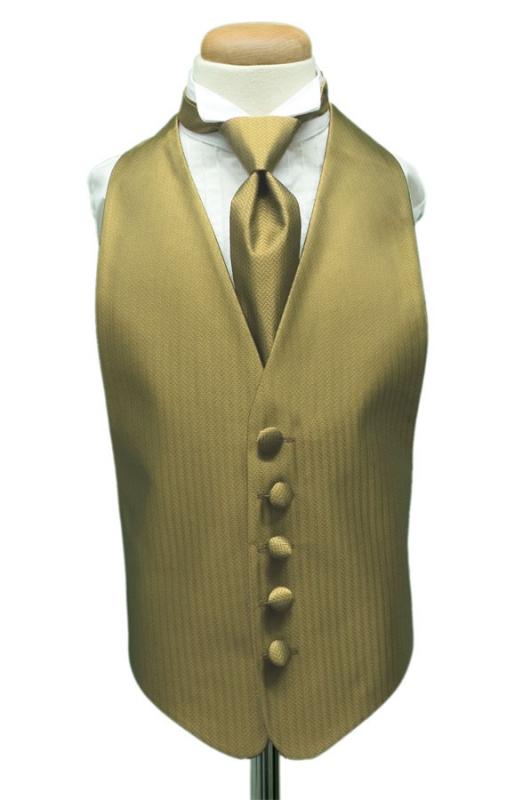 Gold Herringbone Kids Tuxedo Vest by Cardi
