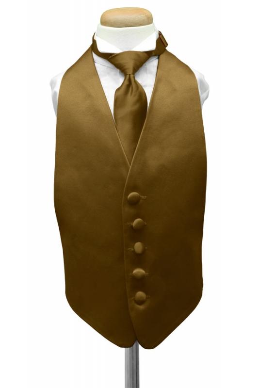 Gold Luxury Satin Kids Tuxedo Vest Cardi