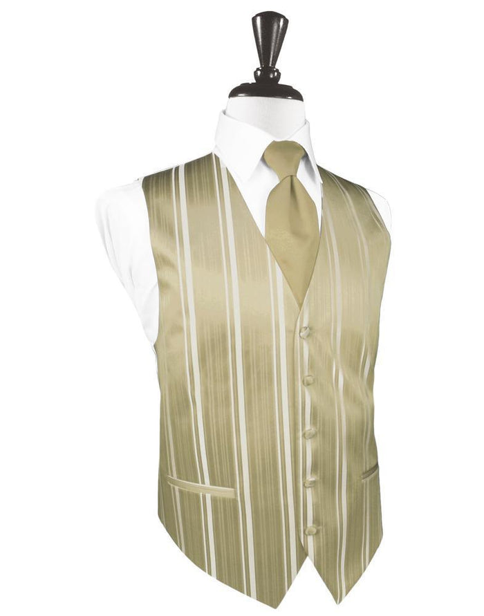 Golden Striped Satin Tuxedo Vest by Cardi