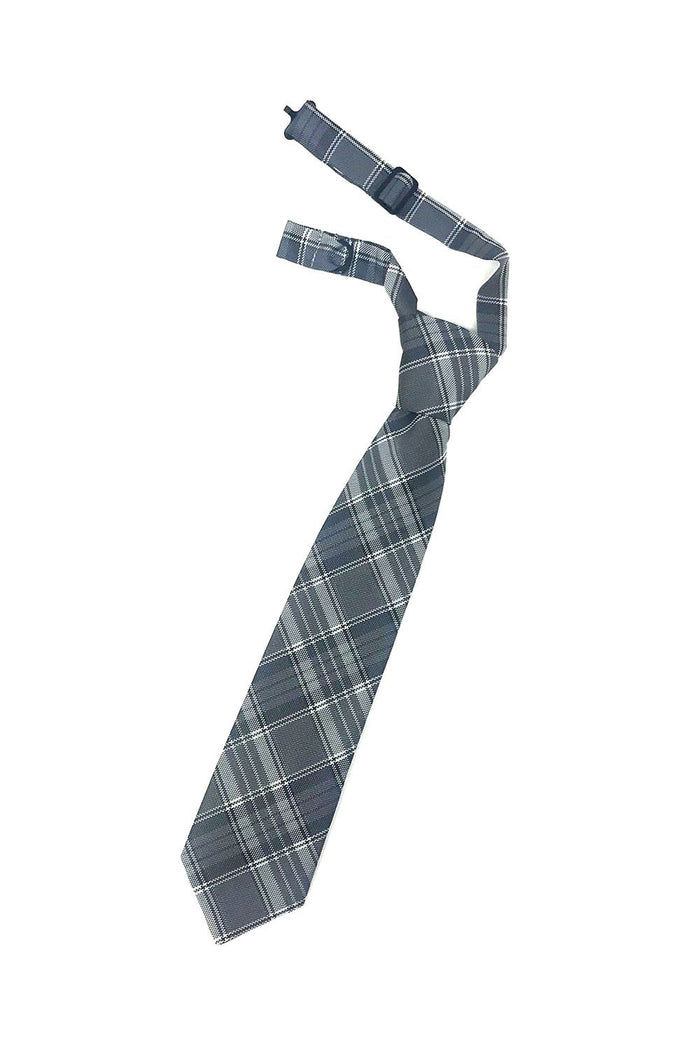 Grey Madison Plaid Kids Necktie Cardi