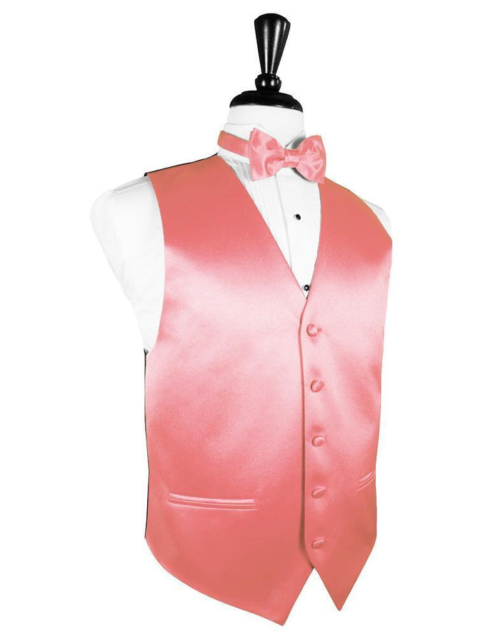 Guava Luxury Satin Tuxedo Vest Cardi