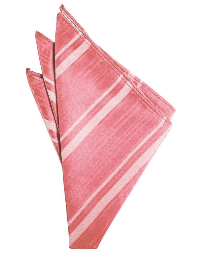 Guava Striped Satin Pocket Square by Cardi