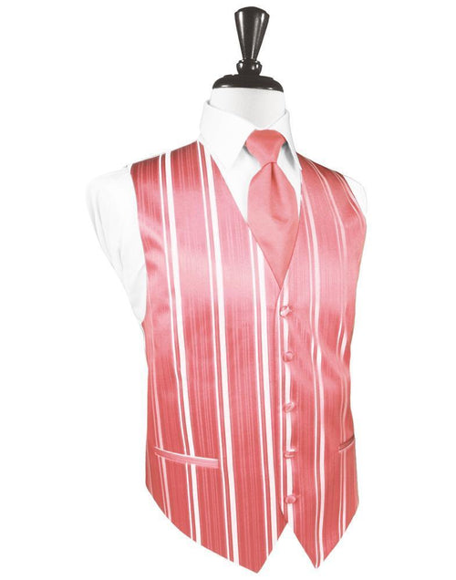 Guava Striped Satin Tuxedo Vest by Cardi