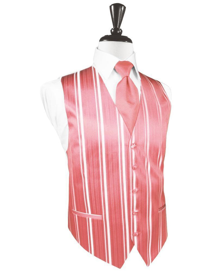 Guava Striped Satin Tuxedo Vest by Cardi