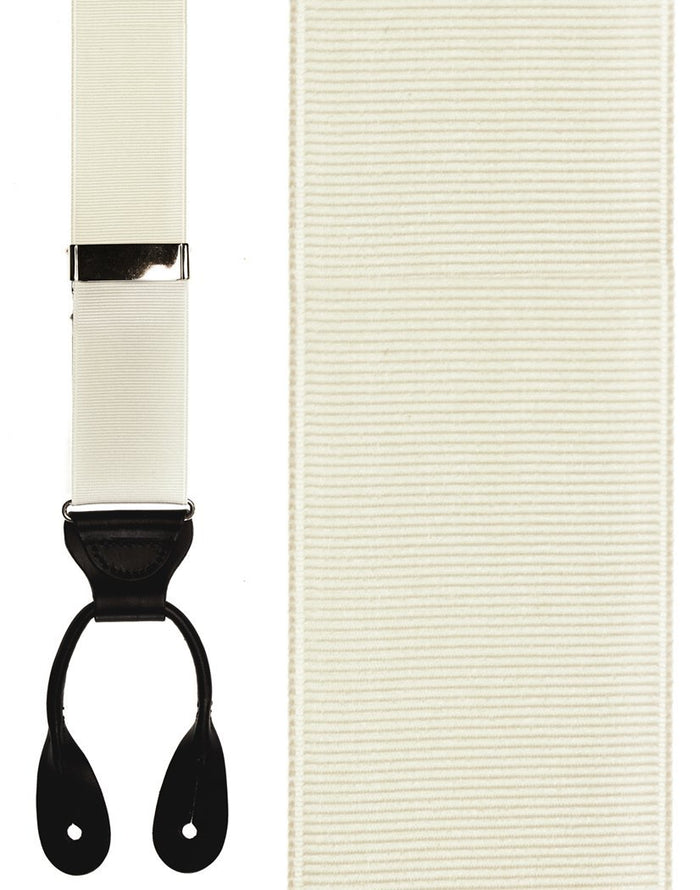 Ivory Grosgraine Ribbon II Suspenders by Cardi