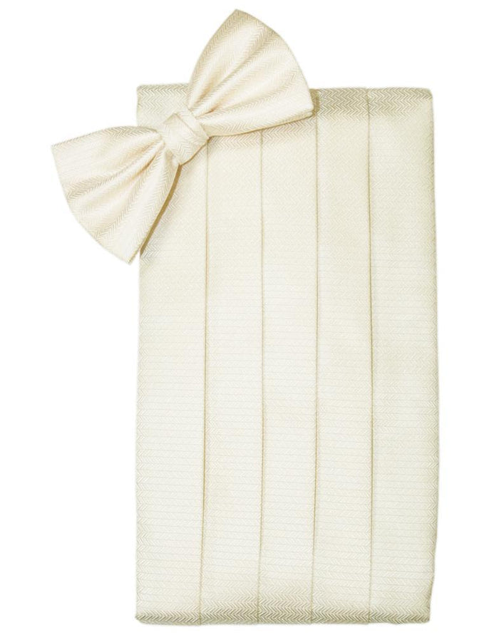 Ivory Herringbone Cummerbund Cardi