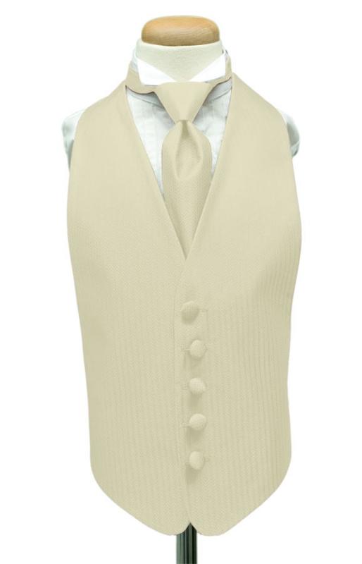 Ivory Herringbone Kids Tuxedo Vest by Cardi