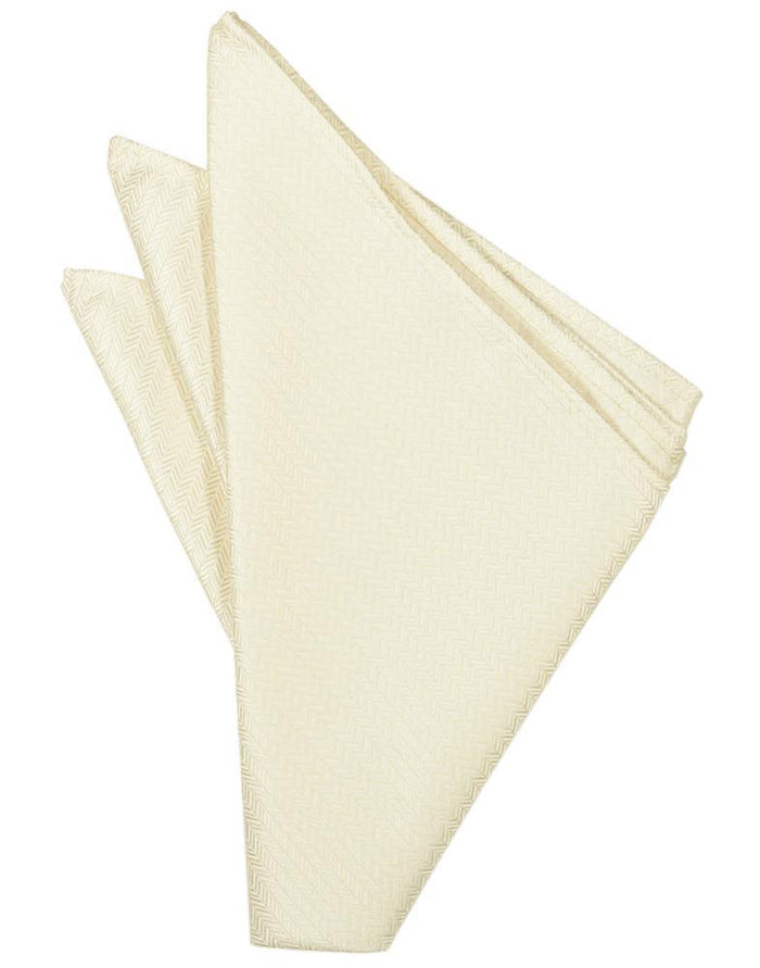Ivory Herringbone Pocket Square Cardi
