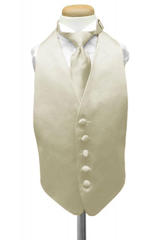 Ivory Luxury Satin Kids Tuxedo Vest Cardi