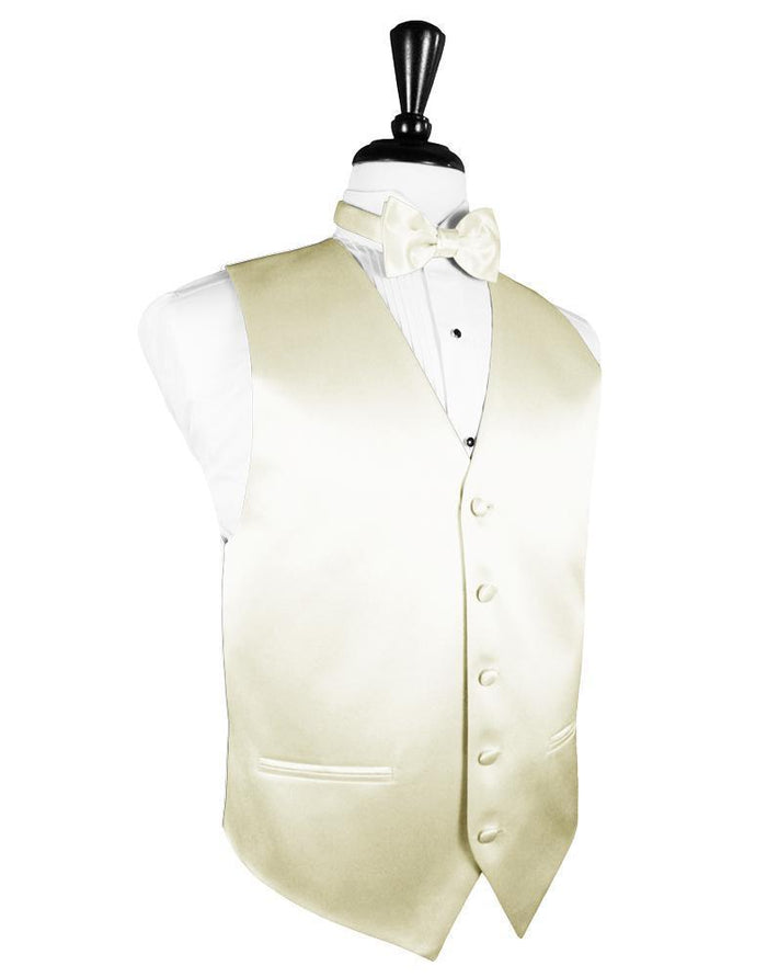 Ivory Luxury Satin Tuxedo Vest by Cardi