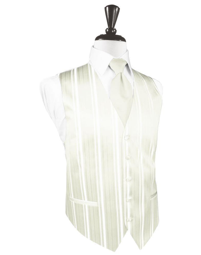 Ivory Striped Satin Tuxedo Vest by Cardi