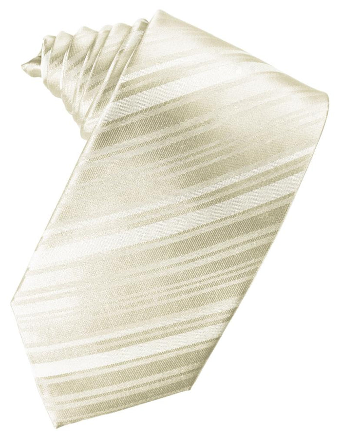 Ivory Striped Silk Necktie by Cardi
