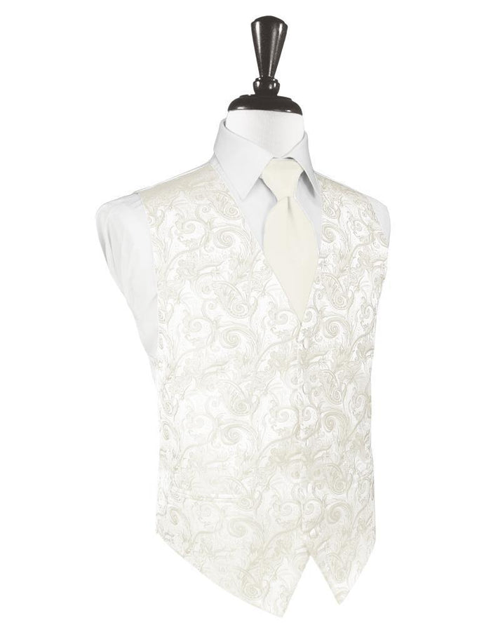 Ivory Tapestry Tuxedo Vest Cardi