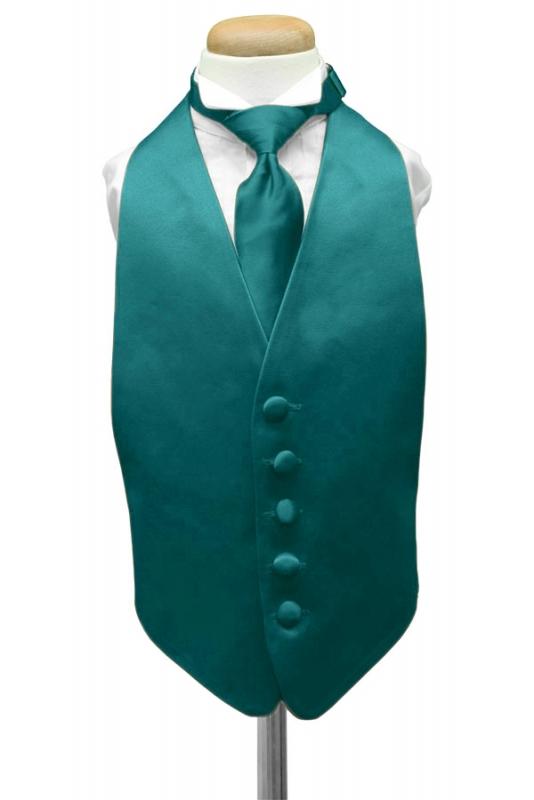 Jade Luxury Satin Kids Tuxedo Vest Cardi