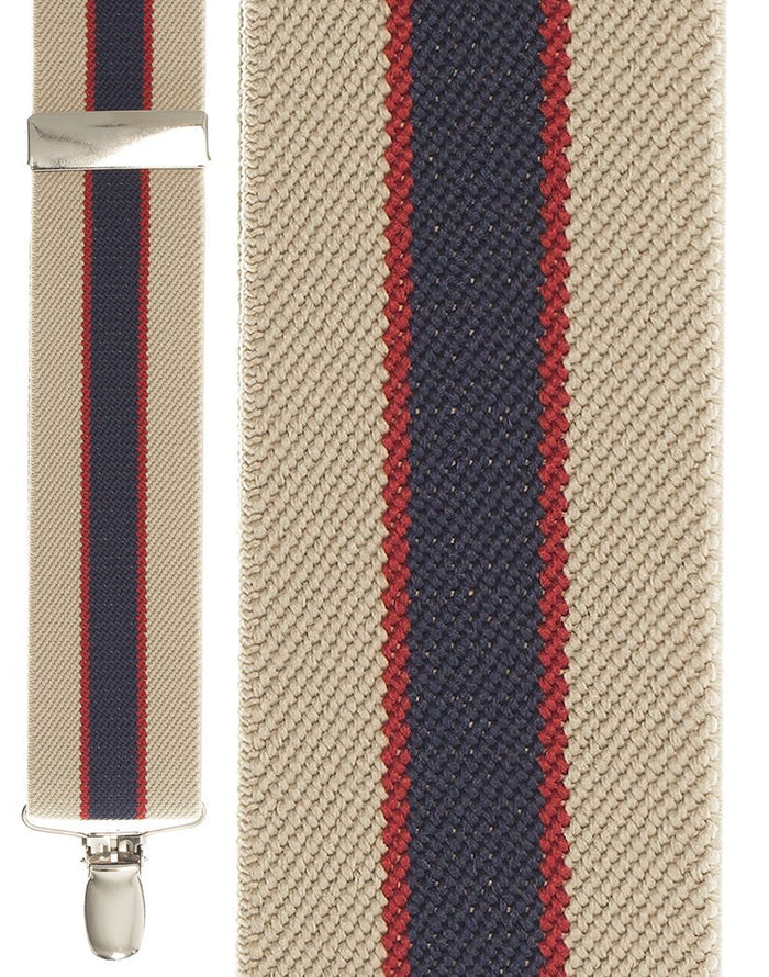 Khaki Bostonian Stripe Suspenders by Cardi