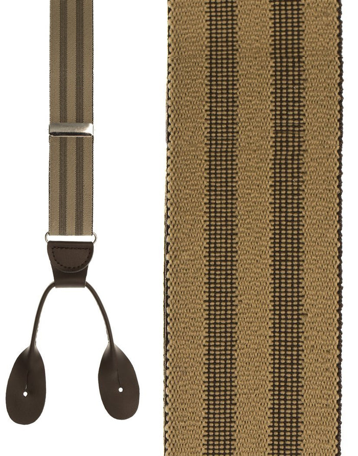 Khaki Shadow Stripe Suspenders by Cardi