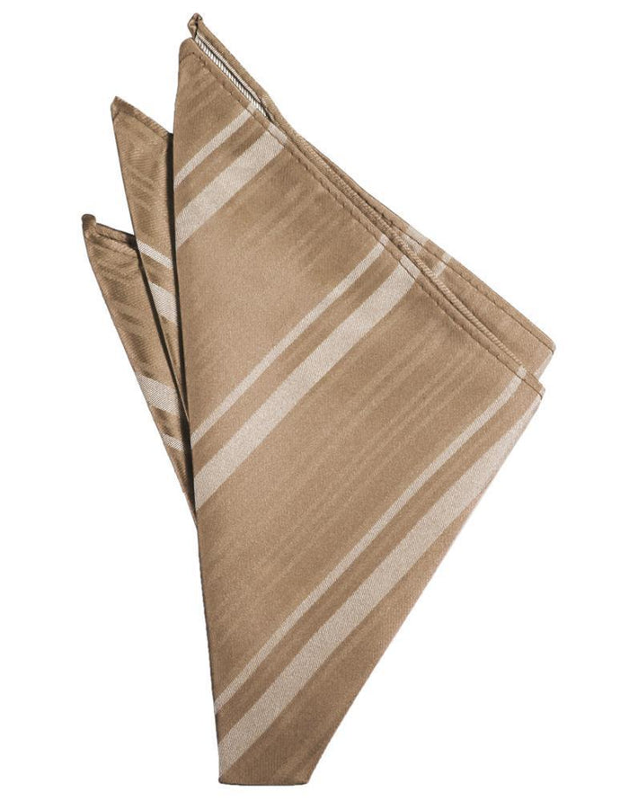 Latte Striped Satin Pocket Square Cardi