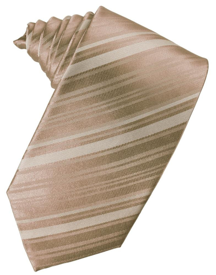 Latte Striped Silk Necktie by Cardi