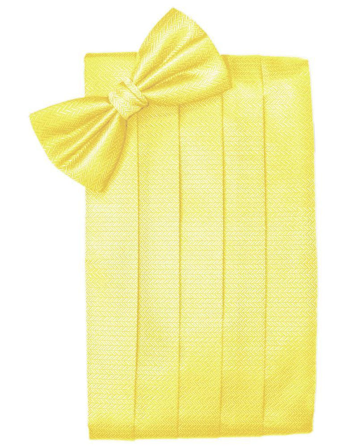 Lemon Herringbone Cummerbund Cardi