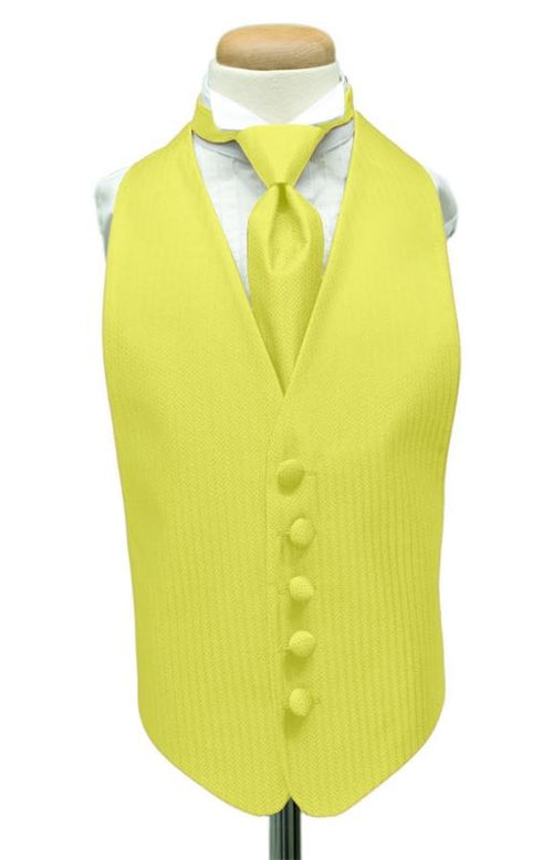 Lemon Herringbone Kids Tuxedo Vest Cardi