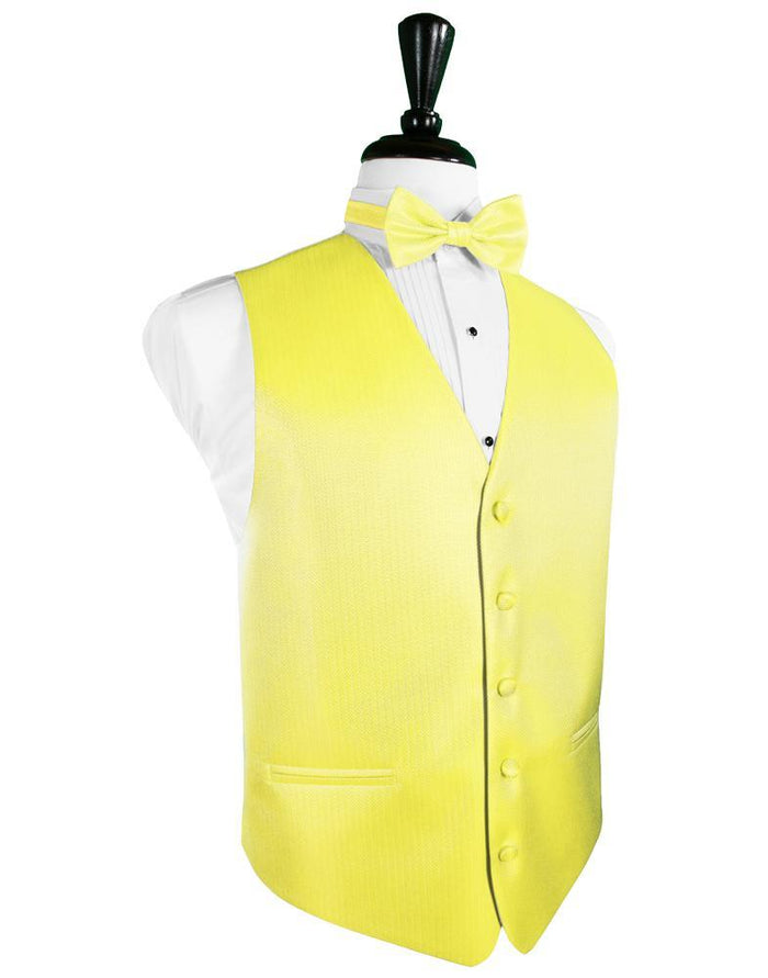 Lemon Herringbone Tuxedo Vest by Cardi