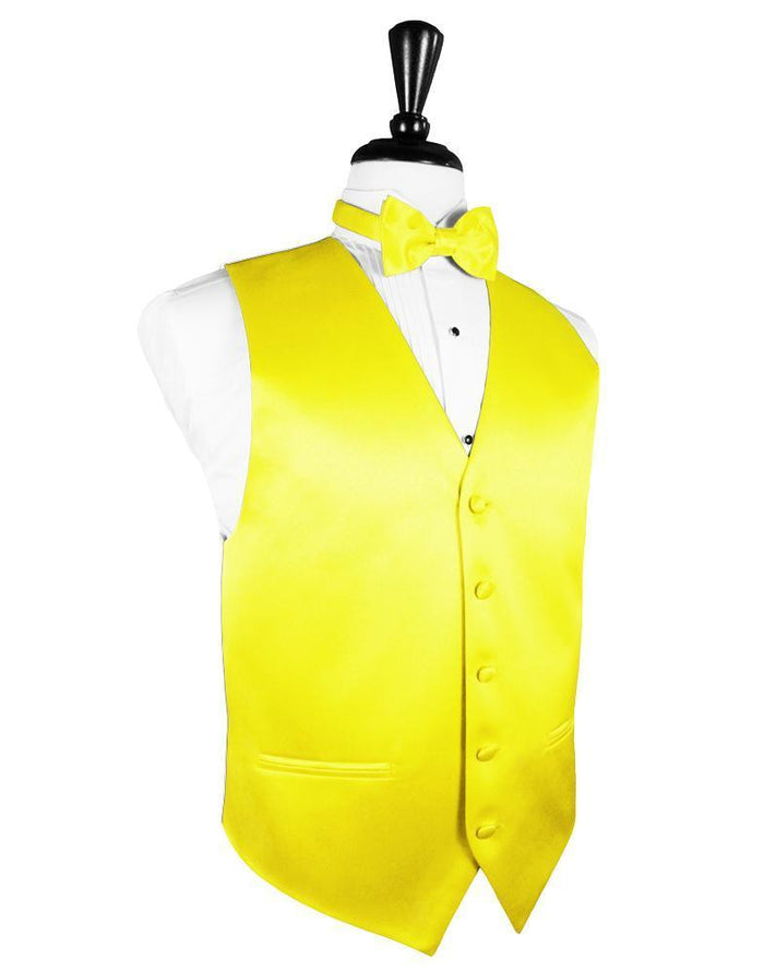 Lemon Luxury Satin Tuxedo Vest Cardi