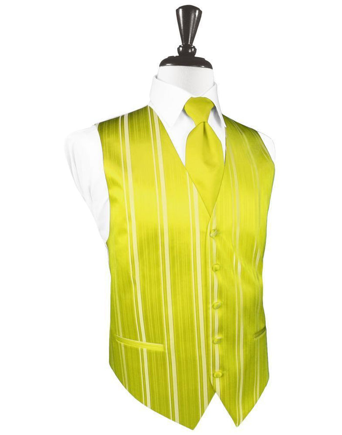 Lemon Striped Satin Tuxedo Vest Cardi