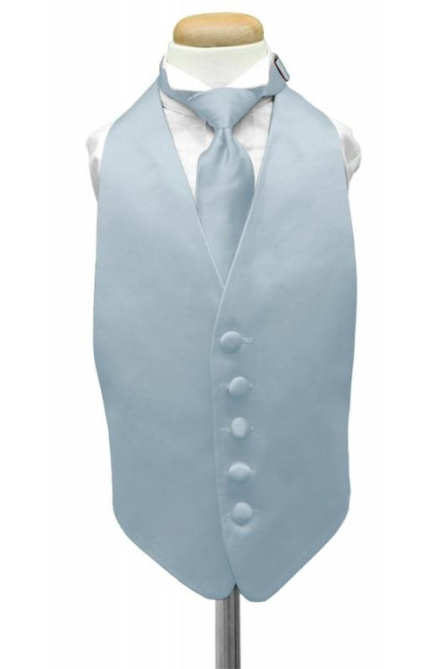 Light Blue Luxury Satin Kids Tuxedo Vest by Cardi