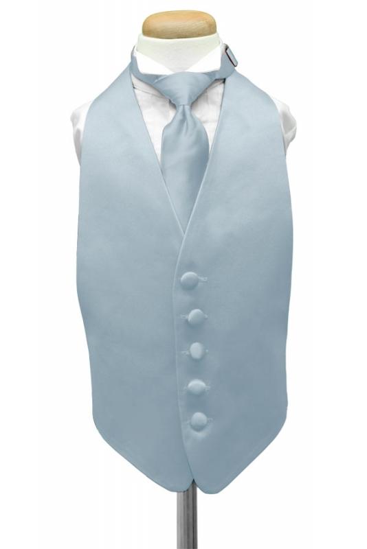 Light Blue Luxury Satin Kids Tuxedo Vest by Cardi