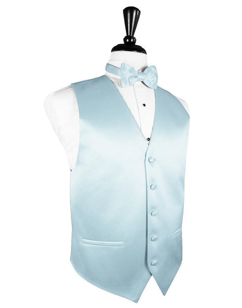 Light Blue Luxury Satin Tuxedo Vest Cardi