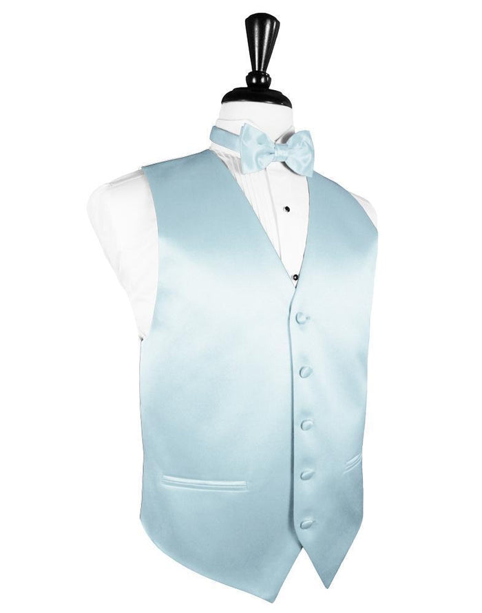 Light Blue Luxury Satin Tuxedo Vest Cardi