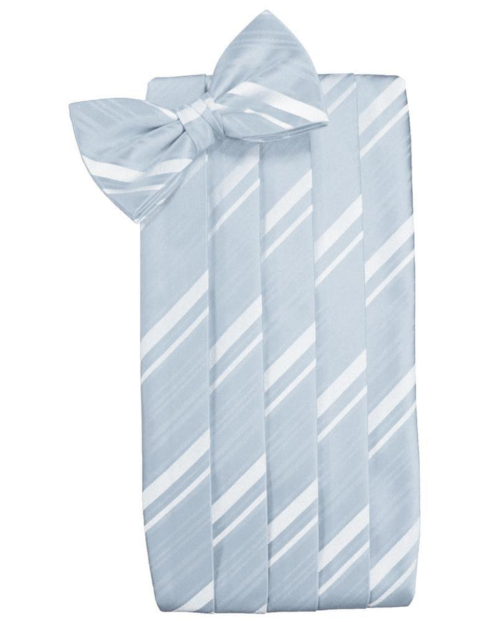 Light Blue Striped Satin Cummerbund by Cardi
