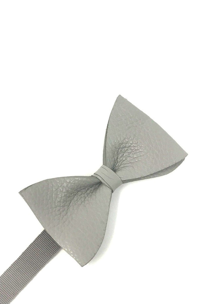 Light Grey Textured Leather Bow Tie Cardi