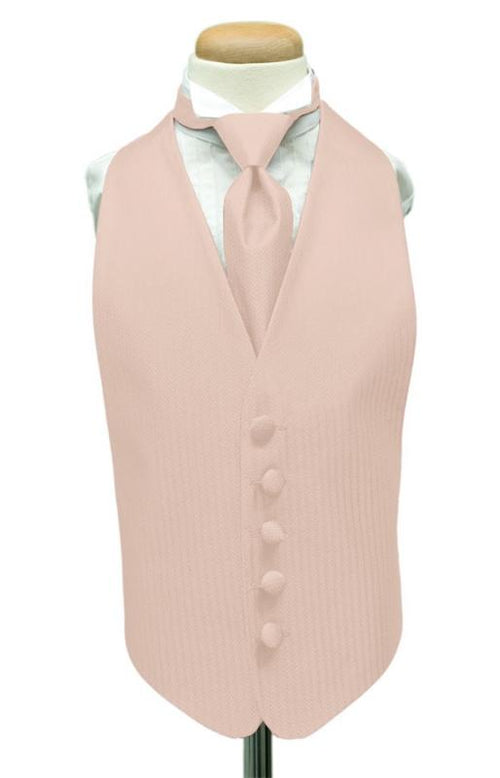 Light Pink Herringbone Kids Tuxedo Vest Cardi