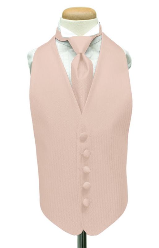 Light Pink Herringbone Kids Tuxedo Vest Cardi