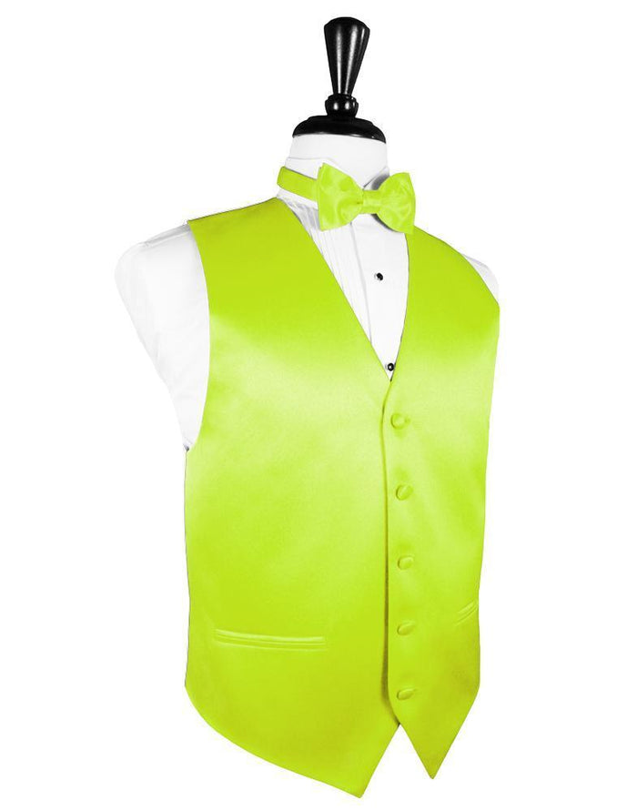 Lime Luxury Satin Tuxedo Vest Cardi
