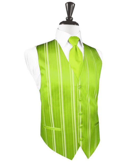 Lime Striped Satin Tuxedo Vest Cardi