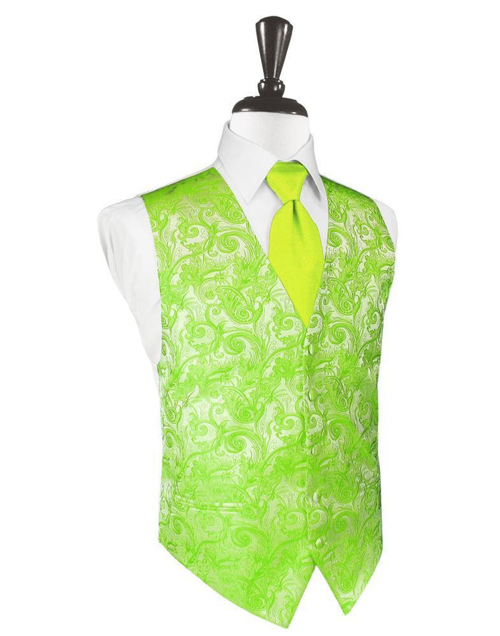 Lime Tapestry Tuxedo Vest Cardi