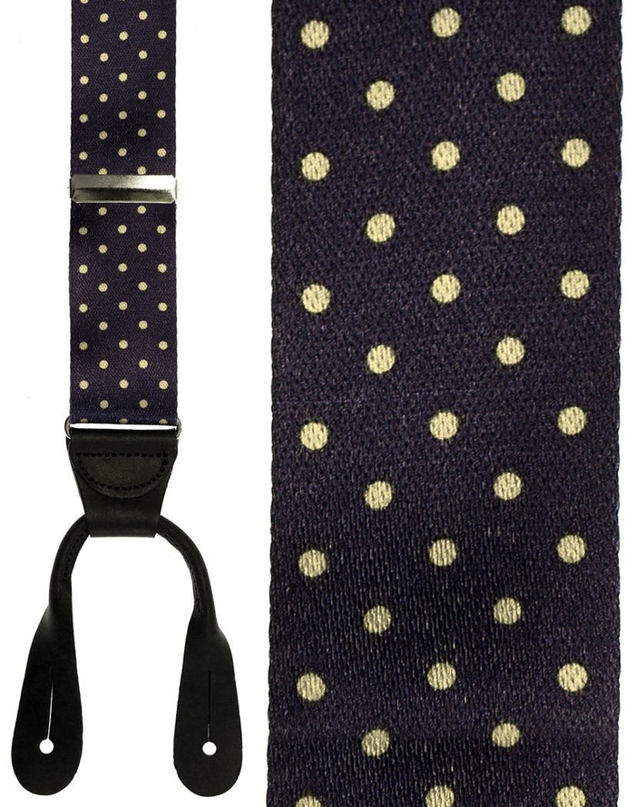 Cardi Manhattan Black & Khaki Dots Suspenders